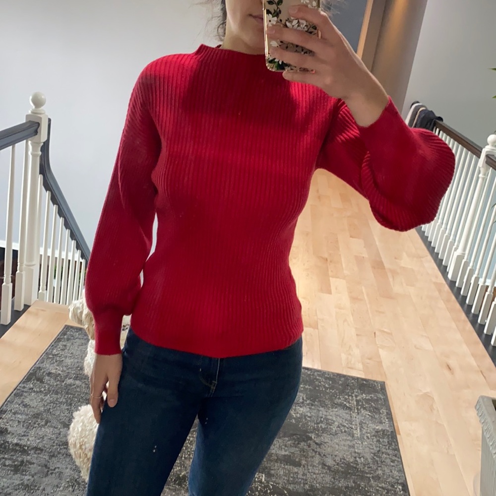 Ribbed mock turtleneck sweater